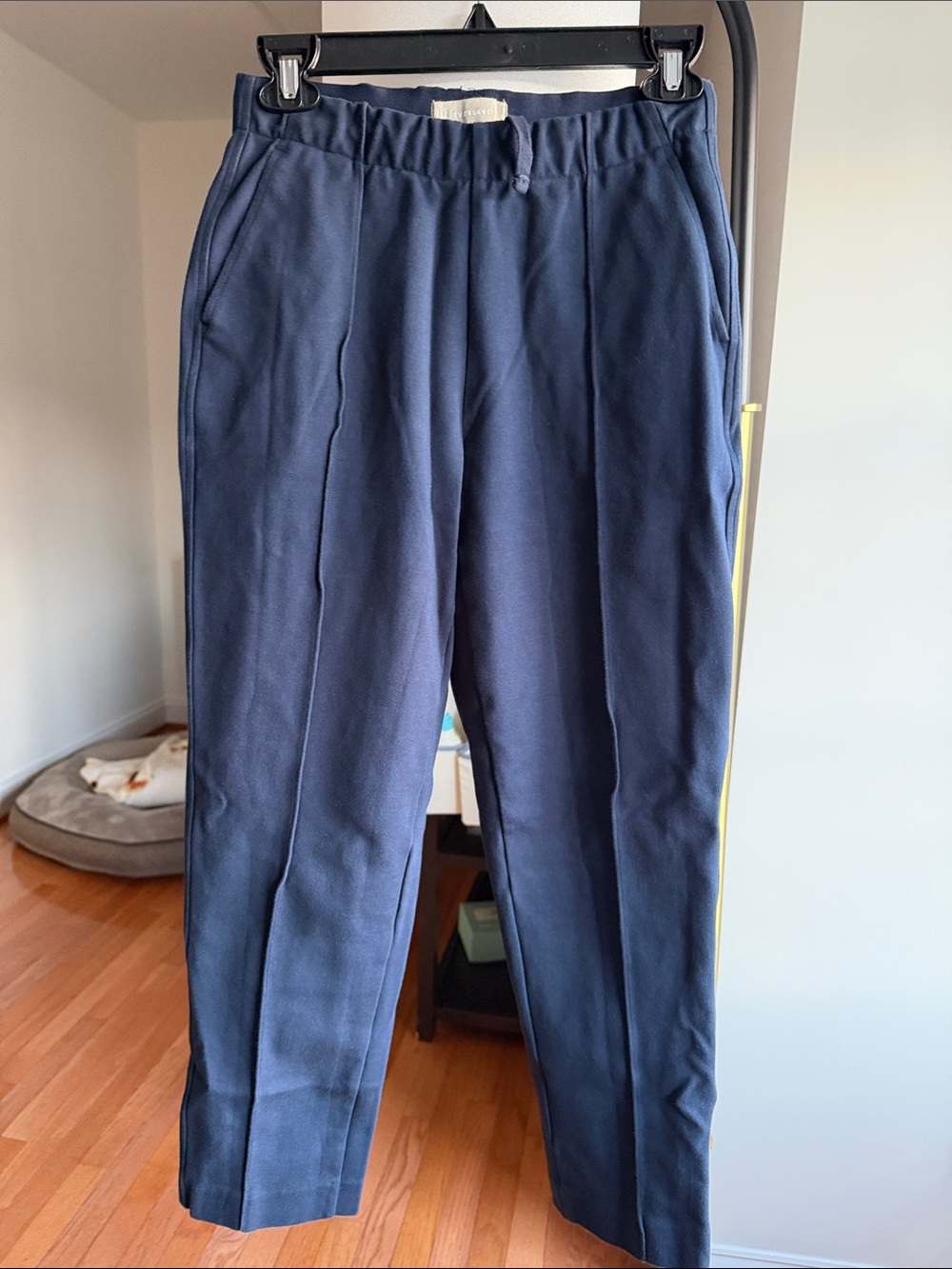 Navy Elastic-Waist Pants